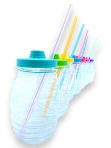 Dulceros O Barriles Vitroleros Mini Con Popotes Colores Fiestas 10pzs 500ml - Multicolor - Ver 4