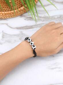 20pcs Sports Party Favors Charm Bracelets, Soccer Basketball Football Baseball Volleyball Bead Ball Bracelets Adjustable Inspirational Wristbands, Sport Theme Birthday Party Favor Gifts, Suitable For Men & Women, Birthday/Graduation/Party/Holiday, Football Team Gift, Christmas, Thanksgiving, Harvest Festival, Fall Decor, Gifts - Black and White - View 9