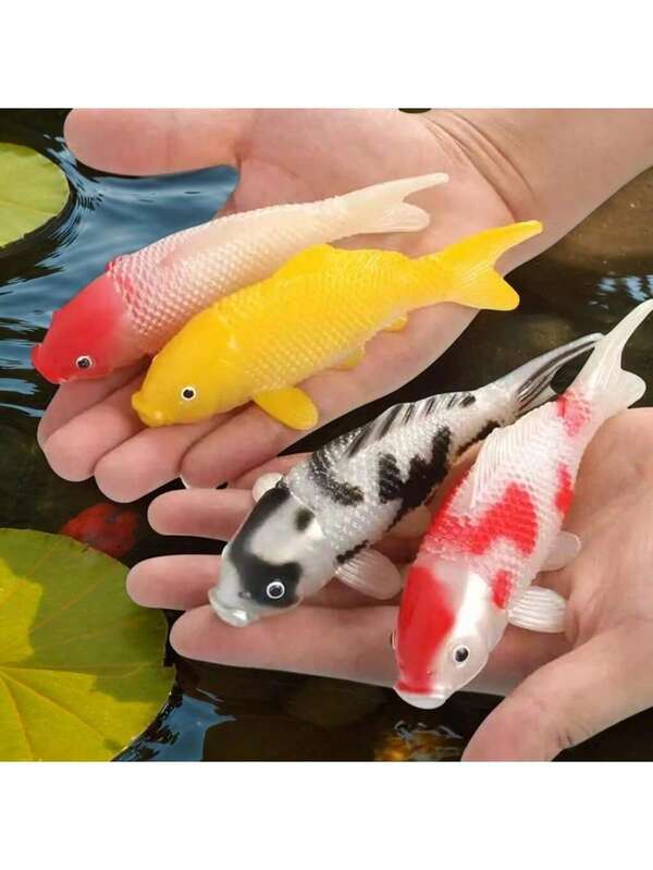 2/4pcs Realistic Koi Fish Decor | Orange, White, Black, Red Multi-Color Artificial Fish | Freshwater Aquarium/Pond Landscaping Ornament | Detailed Scales + Lifelike Eyes Design | Plastic, No Chemical Pollution | Aquatic Pet Stress Relief, Suitable For Indoor Freshwater Pond, Landscaping, Aquarium Decoration