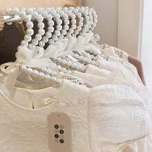 1/2/5/10件珍珠串珠蝴蝶结衣架，40厘米塑料衣架，珍珠衣裤衣架，成人服装，公主衣夹婚纱衣架 - 白色 - 查看 4