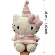 1 件 Sanrio 圣诞节 Hello Kitty 毛绒玩偶，带可爱帽子，Kitty 玩偶靠垫，节日礼物，儿童安抚玩偶，家居装饰枕头，节日礼物 - 粉色 - 查看 7