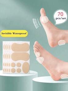 70PCS Heel Stick-On Pads, Anti-Friction Invisible Adhesive Cushions For Toes, Heels & Ankles – Comfortable Blister Prevention For High Heels & Leather Shoes