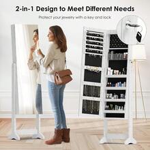 HYLZVN Jewelry Cabinet Mirror Jewelry Organizer With FullLength Mirror Standing Lockable Jewelry Armoire Mirror Organizer Large Storage Capacity Wooden Cosmetic Organizer Storage White - trắng - Xem 5