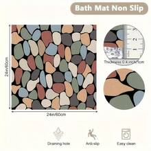 حصيرة الحمام غير الانزلاقية ، حصيرة حمام ناعمة مريحة مع فتحات تصريف ، حصيرة حمام من مادة البي في سي بتصميم لوفة للتدليك للاستخدام في الحمام والأماكن الرطبة ، سريعة التجفيف