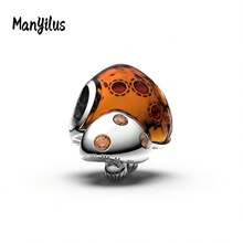 Manyilus 1 Stück 925 Sterling Silber Charm Schmuck - Funkelndes goldenes Pferd Anhänger, süßer Affe-Banane Perle, rosa emaillierte Katzen Perle, MOM Herz Diamant Perle, braune Pilz Perle, leuchtende Glühwürmchen-Pflanze Perle, Kleeblatt Würfel Smaragd Perle, Retro Rosenblatt Anhänger, Mond Katze Charms | Passend für Armbänder, Armreifen, Halsketten | Unisex perfektes Geschenk für Familie & Freunde - Geburtstage, Muttertag, Valentinstag, Abschluss, Freundschaftstag.