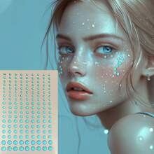 162 件 Y2K 3/4/5/6 毫米面部宝石和泪珠贴纸，带有彩色贝壳泪珠水钻设计，适合节日、美甲、缝纫、拉丁舞、婚礼装饰、音乐活动、电子舞会照片道具、完美的情人节派对造型、单身派对、万圣节派对 - 無色 - 查看 21