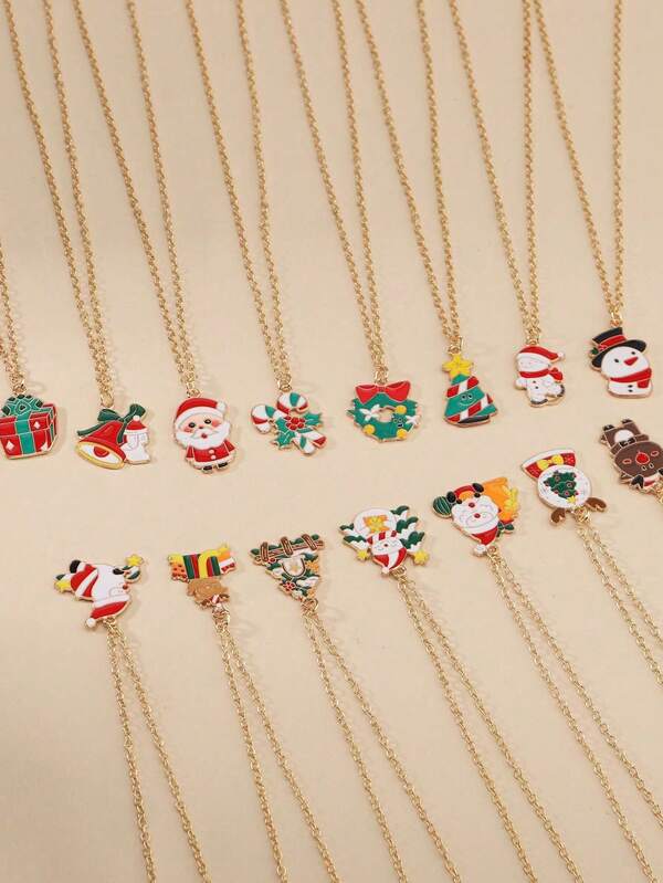 5 peças/25 peças Papai Noel, Floco de Neve, Colar de Árvore de Natal, Presente de Natal para Amigos