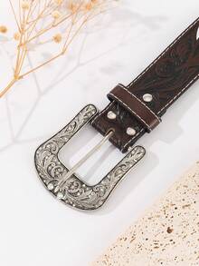 Western Cowboy Vintage Style Belt, Suitable For Dresses - Brown - View 4