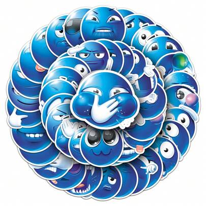 50/100 Stück blaue witzige Themen Aufkleber, Handy Aufkleber, Artikel Dekorationsaufkleber Premium wasserfeste Vinyl Aufkleber für Scrapbooking, Tagebücher und Laptops - Dekorative Sammelalbum Zubehör für Erwachsene Aufkleber Bücherregal transparentes Aufkleber Buch Siegelbuch Aufkleber Buch