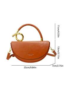 Niche Design Women's Handbag, Fashionable Retro High-Quality Textured Messenger Bag, Solid Color Versatile Underarm Saddle Bag, Casual And Versatile Style, Suitable For Daily Outings, Travel, And Office Workers Commuting - 棕色 - 查看 6