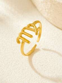 18K Gold Plated Stainless Steel Zodiac Ring, Luxury Jewelry Set With Gift Box, Suitable For Men And Women, Ideal For Daily Wear Or As A Gift For Girlfriend, Mother, Holiday