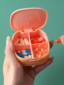 1pc Square Pill Box With Printed Leopard Letters "Cna" Nurse Theme, Four Compartments Portable Pill Storage Pill Box, Mini Storage Box, Portable Jewelry And Medicine Box, Personalized Creative Gift With Letter Logo, Suitable For Travel, Outdoor Activities, Bags, Pockets, Unique Design Decorative Travel Storage Box, Medicine Storage Box