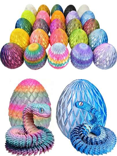 1 Pc 30cm Articulated Viper Statue - 3D Printed Soft Posable Snake Toy With Snake Egg, Mythological Creature Design, Home Decor Stress Relief Toy, Suitable For Christmas, Halloween And Other Holiday Gifts, Suitable For Ages 14+ (Random Eye Color), Fidget Toy, 3D Printed Animal - Viper, 3D Snake, Mini 3D Printed Animal, 3D Printed Snake, 3D Printed Snake With Egg