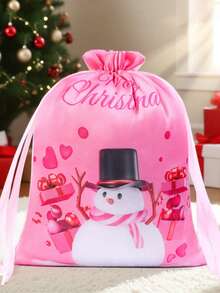 1pc/3pcs/5pcs Satin Drawstring Bags, Christmas Candy Gift Bags, Pink Packaging Storage Bags - Multicolor - View 6