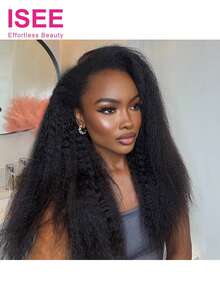 ISEE 3-In-1 Half Wig, Curly & Straight Hair, Glueless Wig, Human Hair, Comfortable Fit, No Adhesive Needed, Clip-In Style Wig, 14-28 Inches - SNatural - View 3