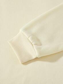 Girls' Christmas Minimalist Slogan Print Warm Fleece Crew Neck Sweatshirt