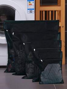 1个耐用洗衣网袋，带拉链封口，方形编织布衣物洗涤袋，用于保护衣物、胸罩、袜子、内衣在洗衣机中免受损坏 - 彩色 - 查看 3