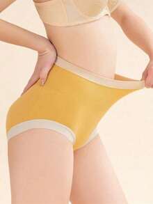 4pcs/Pack Women's Seamless High Waist Shaping Triangle Panties, Mixed Colors