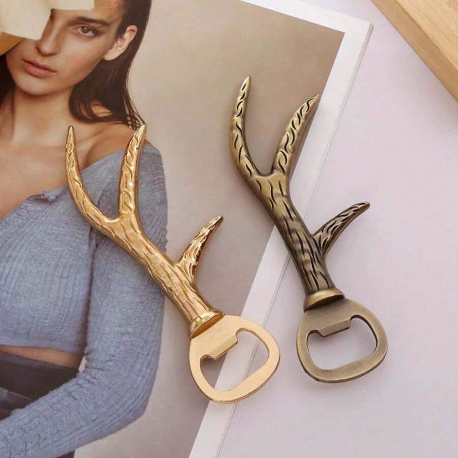 1pc Deer Antler Bottle Opener, Creative Barware, Home Beer Bottle Opener, Cocktail Wine Opener
