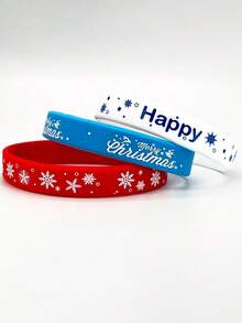 6/8 Pieces Of Christmas Silicone Wristband Set, Printed Cartoon Pattern, Holiday Party, Men's And Women's Gift Accessories, Sports Style Wristbands, Christmas Gifts - Multicolor - View 8