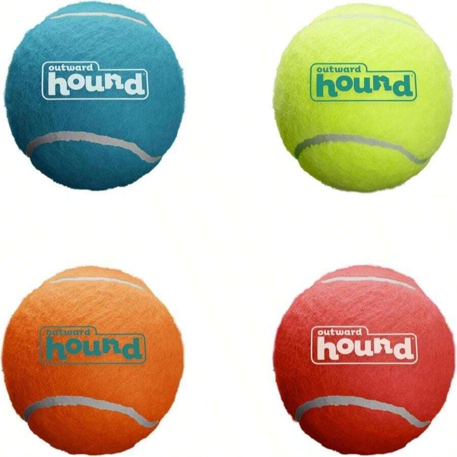 Outward Hound Squeaker Ballz, Interactive Dog Toy, Squeaky Tennis Ball, Durable Dog Toy For Fetch, Multi-Pack Of 4, Small - 顏色D - 查看 1