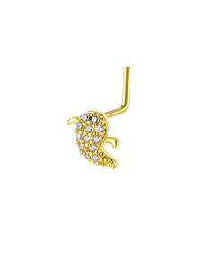 1pc Silver-Color Rhinestone Tiny Simple Stylish Bee Shaped Nose Stud, Suitable For Women's Daily Wear Nose Piercing Jewelry - Silver - View 7