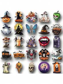 SCXXBSW 50pcs Halloween Cartoon Graffiti Stickers Decorative Water Cups Notebook Luggage Double Transparent Stickers