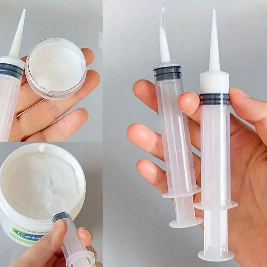 2pcs Transparent Plastic Precision Needle Dropper Bottles, Suitable For Cosmetics, Shampoo, Perfume, Lotion And Cream Samples - Odorless, Refillable Travel Size Dispenser Bottles With White Caps, Liquid Extractor | Transparent Design | Plastic Material - Multicolor - View 1