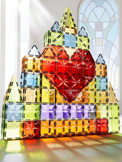 42/74/126/158pcs Magnetic Blocks Toys For Kids, Kids Design Building Toys, Magnetic Blocks With Storage Box Set, Strong Magnetic Blocks, STEM Toys, Learning And Educational Toys, Intellectual Development, Back To School Season Birthday Gift For Boys And Girls (Random Color)