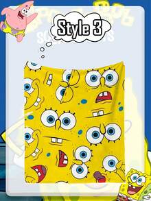 SPONGEBOB Spongebob SquarePants Coral Fleece Blanket, Bring The Warmth Of Bikini Bottom Home! It Is Suitable For Warm Companionship While Watching TV On The Sofa, A Considerate Little Blanket For Office Midday Rest, A Cartoon Decoration In Children's Rooms, A Photo-Taking Tool For Camping And Picnics, And Has Multiple Uses. It Can Be Used As A Nap Blanket, Sofa Blanket, Air-Conditioned Quilt Or Picnic Mat.