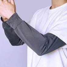 Men Long Half Finger Gloves Arm Sleeves Sun UV Protection Ice Cool Arm Cover For Cycling Fishing Climbing Sport Accessories Halloween Costumes Black Arm Sleeve