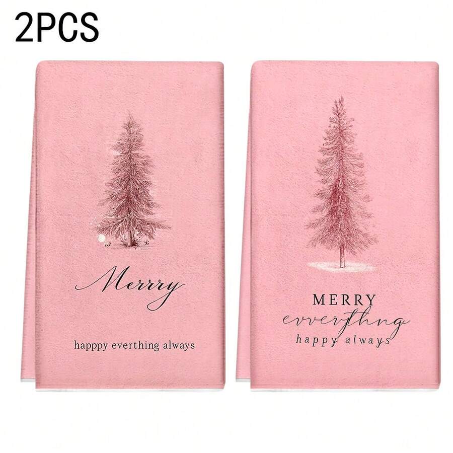 1 pièce/2 pièces/100 pièces Serviettes de cuisine et lavettes imprimées avec motif d'arbre de Noël, convient pour la décoration intérieure des restaurants, cuisines, salles de bain, décoration de fête, cadeaux de Noël