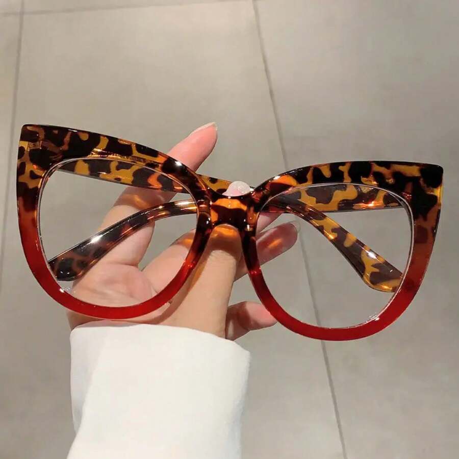 1pc Women's Large Cat Eye Glitter Glasses Red Retro Leopard Print Glossy Frame With Storage Case Fashionable Stylish Accessory For Teenagers Daily Casual Wear Mother's Day 2026 Best Mom Unique Gift For Mom Sentimental Gift For Mom Thank You Mom Gift Mom Gift Gift For Mom Mum Gift Mommy Gift Gift For Grandma Mothers Day Accessories Mothers Day Surprise Gift - 豹紋&手機殼 - 查看 1