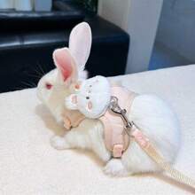 1pc Adjustable Rabbit Harness Vest, Cute Bear Head Rabbit Harness, Leash For Small Pets And Rabbits - Multicolor - View 11