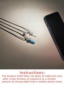 ATLVXJL 2 件套夜光心形情侣/友谊项链套装，配皮绳，休闲情侣首饰，适合日常佩戴和情人节礼物 - 彩色 - 查看 9