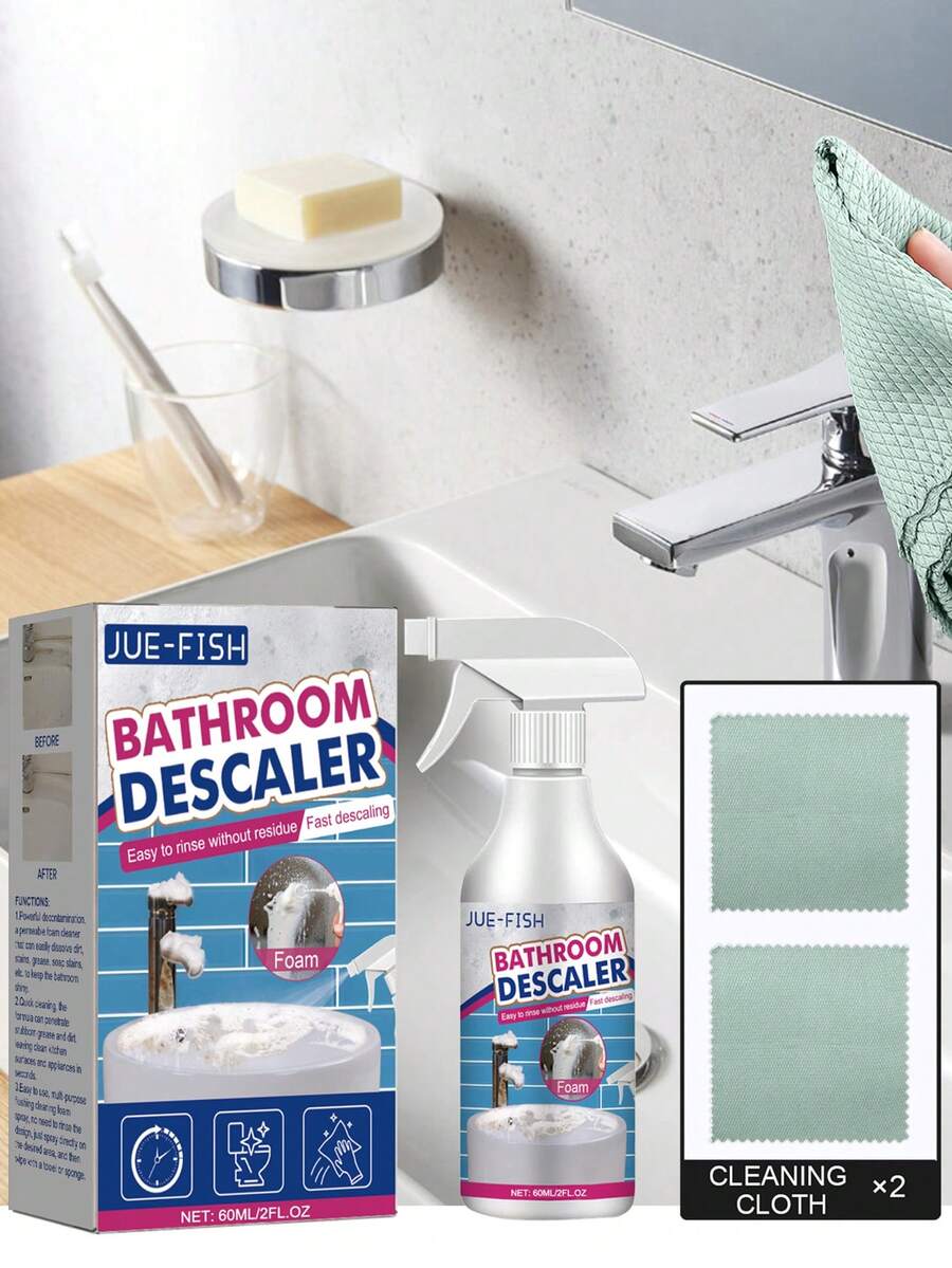 Bathroom Foam Cleaner Spray Powerful Remove Stubborn Stains Dirts Shower Glass Descaler Anti Mold For Bathtub Toilet Wash Basin Stainless Steel Limescale Cleaner Agent - trắng - Xem 1