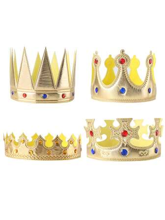 1/2件成人金色国王皇冠钻石布王子服装头饰蛋糕装饰生日派对皇冠帽