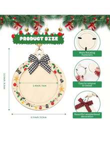 12 قطعة إطارات صور خشبية لتزيين عيد الميلاد، زخارف خشبية معلقة DIY، إكسسوارات شجرة عيد الميلاد إطارات صور معلقة
