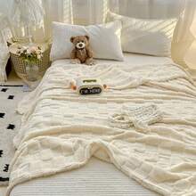 Manta de forro polar, elegante, acogedora, ligera y lisa, ideal para sofá, cama, hogar, oficina, viajes y más. - Blanco - Ver 5