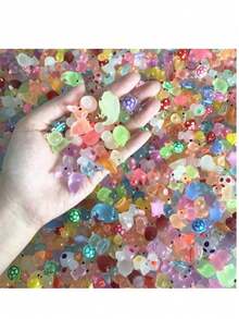 20pcs Surprise Mini Game Blind Bags, Mystery Bags, Realistic Mini Food Mini Mystery Bags, Various Mini Food Models, For Phone Case Decor, Party Favors, Birthday Gifts, Dollhouse Decor, Glowing Small Animals, Fruits, Glowing Turtles - Transparent Multicolor - View 1