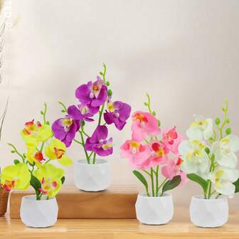 Multicolor Artificial Diamond Orchid Bonsai Creative Decor, Fashionable Home Goods, Fake Flower & Potted Plant
