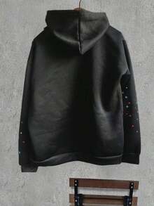 Men's Cartoon Character Print Long Sleeve Casual Hooded Sweatshirt,Spider Web Print Hoodies Men Gothic Punk Long Sleeve Sweatshirts Pants Streetwear Autumn Casual Hip Hop Loose Pullovers-Tailoring Suitable For Men Suitable For Autumn And Winter Ornamental - 查看 2