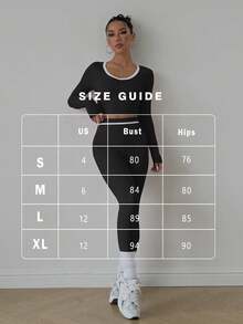 FWH 休闲优雅可爱健身户外跑步瑜伽普拉提高腰多功能紧身运动打底裤，简约舒适弹力高品质提臀蜜桃臀塑形运动服两件套黑色春季 - 黑色 - 查看 3