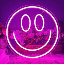 1pc Neon Smiling Face Light, LED Neon Face Wall Decor Sign, USB Powered Yellow Neon Light, Suitable For Bedroom, Room, Wedding Party Decoration - Multicolor - View 3