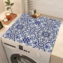 1 Stück Abtropfmatte für Küchentheken mit blauem Barock-Blumendruck, super saugfähig, kaschiert Flecken, Mehrzweckmatte für Ess- und Küchenbereich mit Gummirückseite, geeignet für Kaffeemaschine, Geschirrständer, Küchentheke, Kaffeetasse, Cut Out - HL  225 - Übersicht 9
