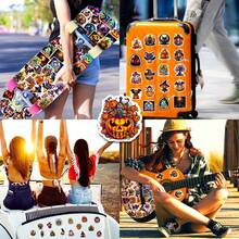 50pc New Scary Halloween Stickers With Black Faces, Featuring A Unique Pumpkin Halloween Sticker