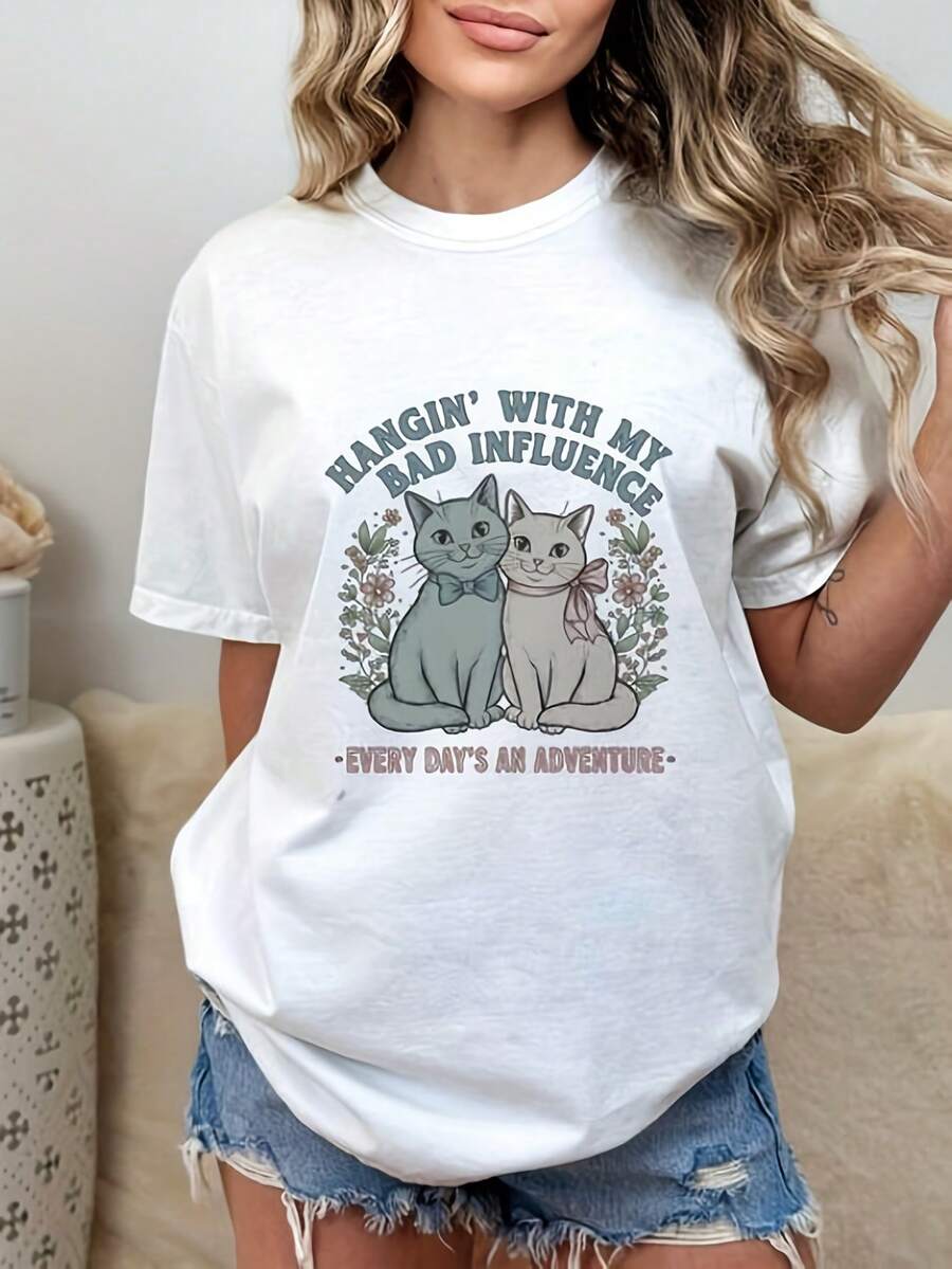 T Vintage Vintage T Duo - Retro Mischief & Adventure Design With Floral Accents - Blanco - Ver 1