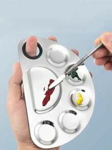 2pcs Stainless Steel Makeup Palette, Cosmetic Mixing Palette, Concealer Lipstick Palette, Makeup Foundation Blending Painting Cosmetic Tool,Makeup,Cheap,Room Decor,Vanity,Travel,Bedroom,Makeup Accessories