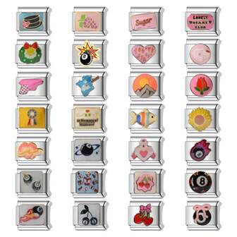 1/5/10 st. moderiktiga körsbärsdjurskulelement modulära pärlor i rostfritt stål, gör-det-själv-armband, halsband, ring, snyggt, delikat, sött italienskt modulärt halsband, perfekt presentval (produkten är ett enda tillbehör, inte förmonterat)