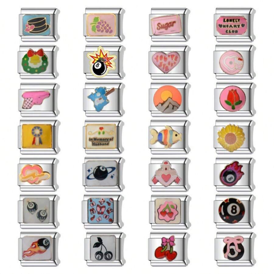 1/5/10pcs Fashionable Cherry Animal Ball Element Stainless Steel Modular Beads, DIY Bracelet Necklace Ring Anklet, Stylish Delicate Cute Italian Modular, Ideal Gift Choice (The Product Is A Single Accessory, Not Pre-Assembled)